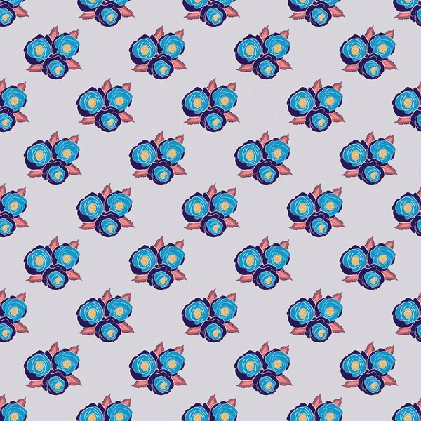 Small gray and blue rose flowers. Vector seamless floral pattern. Cute seamless pattern in small rose flowers.
