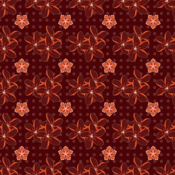 Bloemen Achtergrond Naadloze Vector Patroon Oranje Roze Rode Kleuren Met — Stockvector