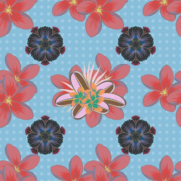 Tono Oriente Coloreado Color Rosa Azul Gris Decoración Floral Sin — Vector de stock