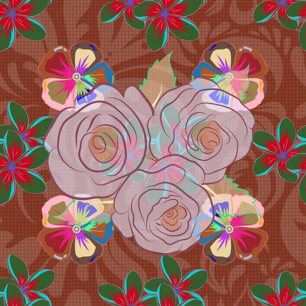 Primavera Vintage Fundo Floral Bela Textura Padrão Sem Costura Com — Vetor de Stock