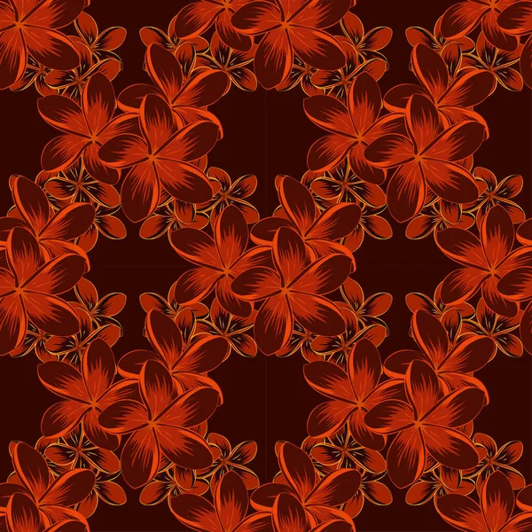 Fondo Floral Acuarela Tono Sin Costuras Con Flores Plumeria Hojas — Vector de stock