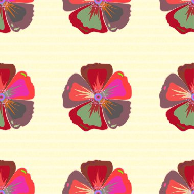 Şal desenli, vektör çizgili, pürüzsüz desen. Geleneksel doğulu desensiz şal deseni. Kahverengi ve pembe renkli çiçek duvar kağıtları. Kumaş, tekstil, ambalaj kağıdı için dekoratif süs.
