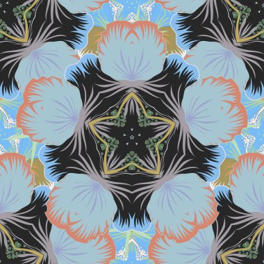 Renksiz çiçek vektör deseni 