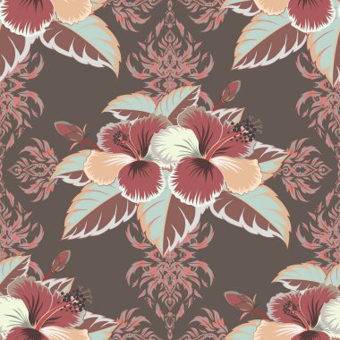 Eski bir çiçek süsü. Soyut klasik dikişsiz desen