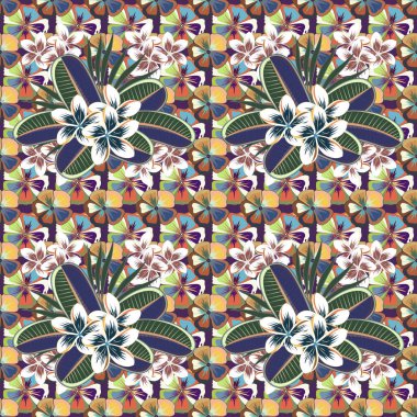 Renksiz çiçek vektör deseni 