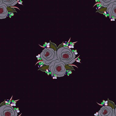 Arabesk. Gri, siyah ve yeşil renklerde klasik soyut raster çiçeksiz desen. Kesişen kıvrımlı zarif gül çiçekleri, yeşil yapraklar ve parşömenler soyut çiçek süsü oluşturuyorlar.