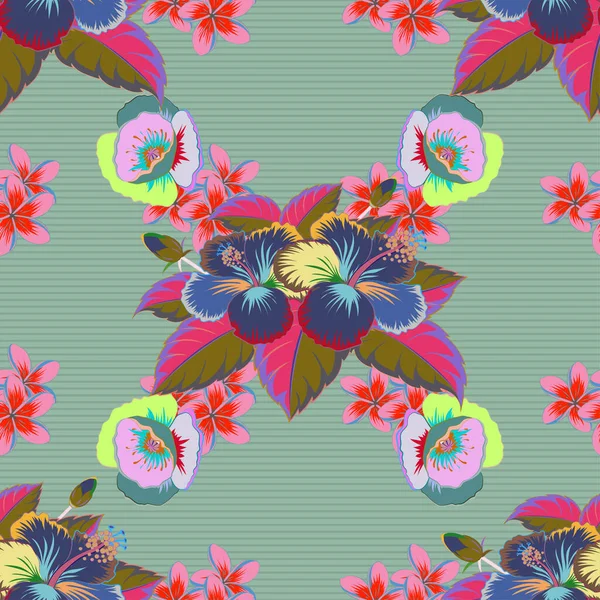 Textura Perfecta Adorno Floral Colores Violeta Azul Ilusión Óptica Ilustración — Vector de stock