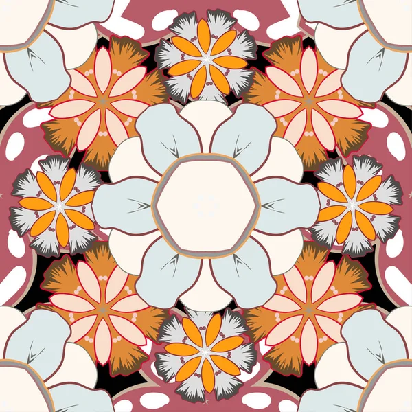 Papier Peint Floral Sans Couture Dans Les Couleurs Rose Orange — Image vectorielle