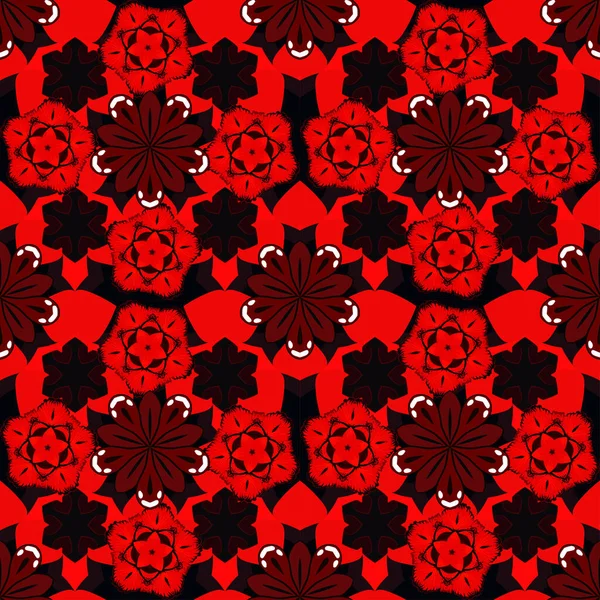 Motif Sans Couture Avec Des Fleurs Été Décoratives Couleurs Rouge — Image vectorielle