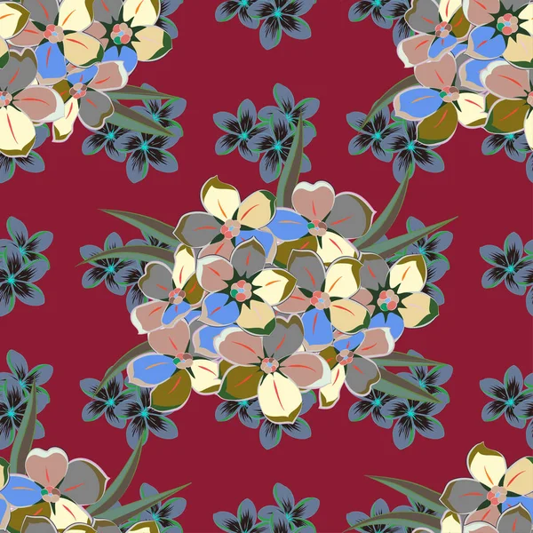 Belle Texture Vectorielle Motif Sans Couture Avec Jolies Fleurs Aux — Image vectorielle