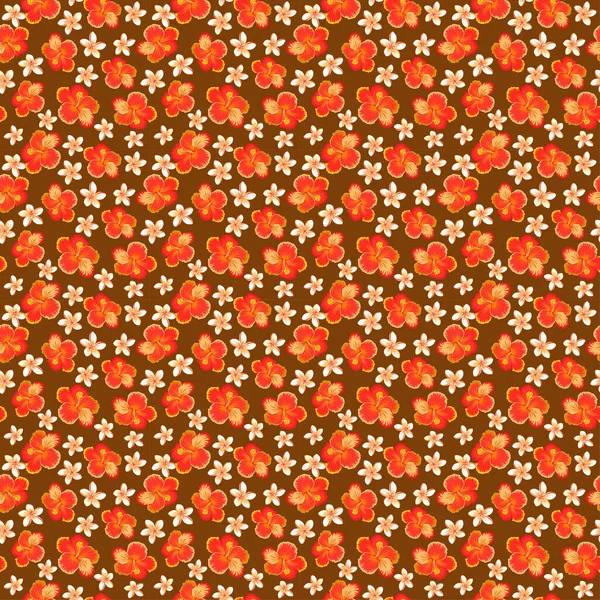 有芙蓉花的光学幻影栅格图为室内设计 网织设计提供了良好的参考 红色和米色花卉装饰品的无缝线质感 — 图库矢量图片