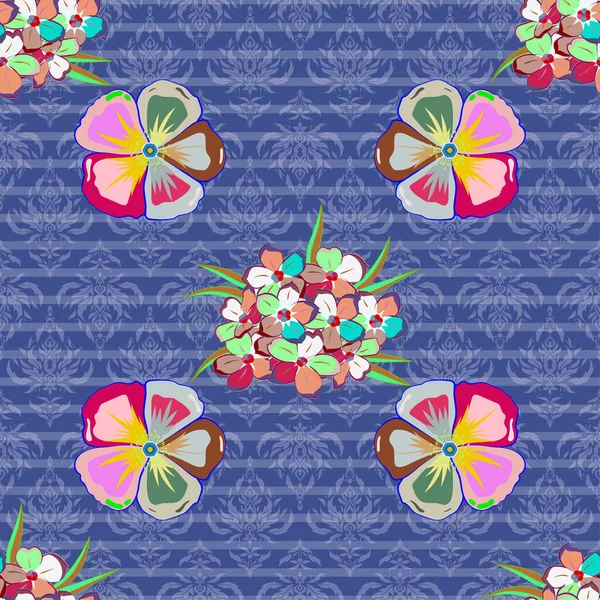 Nahtloser Ornamentdruck Grünen Und Blauen Farben Vector Indische Blumen Paisley — Stockvektor