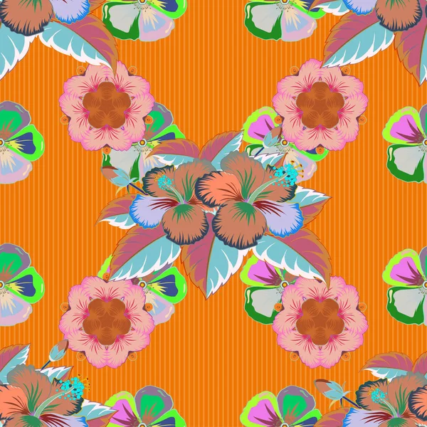 Pequeñas Flores Estilizadas Ilustración Trama Patrón Sin Costura Floral Lindo — Vector de stock