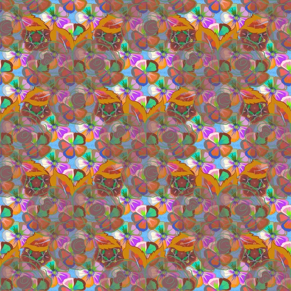 Adorno Multicolor Pequeñas Flores Simples Patrón Inconsútil Abstracto Trama Para — Vector de stock