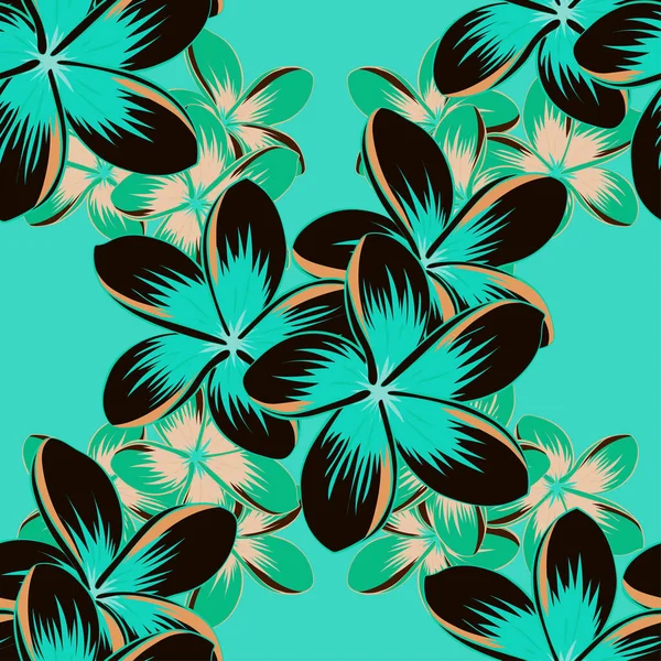 Ilustração Eleitor Padrão Fundo Sem Costura Com Flores Decorativas Plumeria — Vetor de Stock