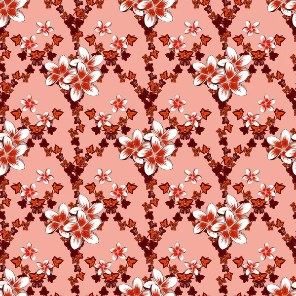 Bezešvé Vzor Dekorativní Letní Plumeria Květy Fialové Červené Růžové Barvy — Stockový vektor