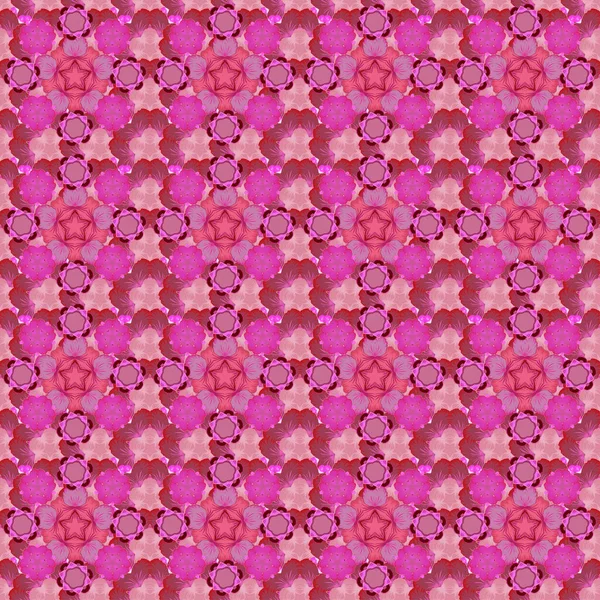 Estilo Vintage Padrão Sem Costura Flores Abstratas Cores Rosa Vermelho — Vetor de Stock