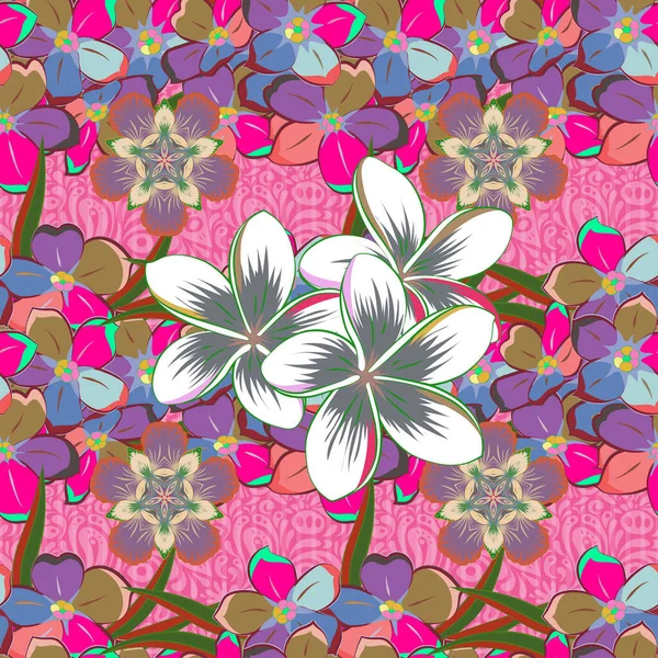 Raster Ditsy Floralen Stil Niedliches Nahtloses Muster Mit Vielen Blumen — Stockvektor
