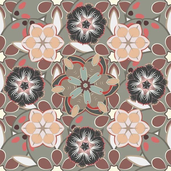 Modèle Sans Couture Fleur Vectorielle Dans Les Couleurs Beige Rose — Image vectorielle