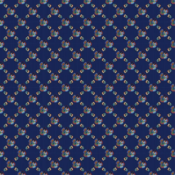 Векторный Бесшовный Узор Фоне Стилизованными Космическими Цветками Листьями Фиолетовом Голубом — стоковый вектор