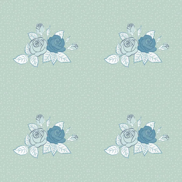 小さなバラの花でかわいいシームレスなパターン 小さな灰色 青とベージュのバラの花 ラスターシームレス花柄 — ストックベクタ