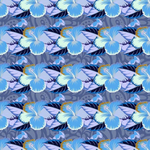 Zökkenőmentes Minta Kék Lila Virágokkal Virágos Akvarell Zökkenőmentes Háttér Vektor — Stock Vector