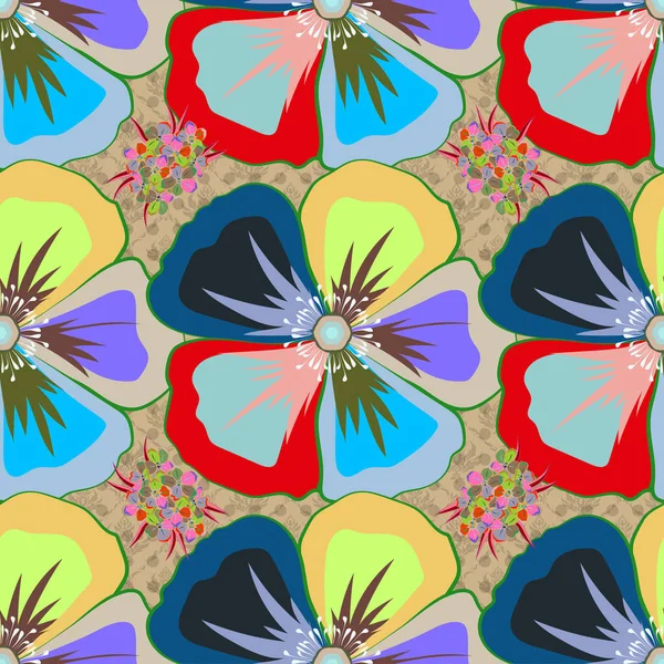 夏季设计 无缝花图案可用于墙纸 网站背景 包装纸 叶子自然变色图案 病媒花的概念 — 图库矢量图片