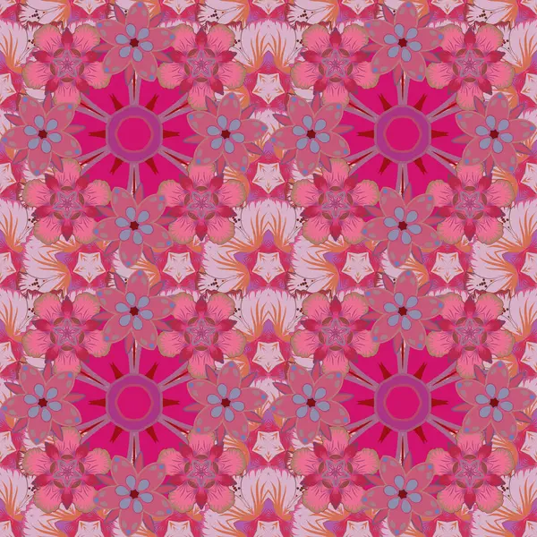 ピンク マゼンタの繰り返し要素と現代の幾何学的なシームレスなパターン シームレスラスター装飾 — ストックベクタ