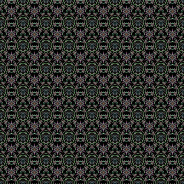Векторний Безшовний Квітковий Візерунок Зеленому Фіолетовому Кольорах Дизайну Текстилю Або — стоковий вектор