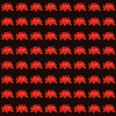 Raster vintage dikişsiz tropik amber çiçekleri. Siyah, kırmızı ve turuncu renklerde kusursuz desen.