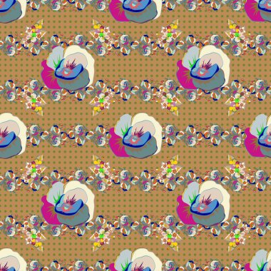 Bir sürü mavi ve yeşil çiçekli bir resim. Moda olmayan çiçek desenleri.