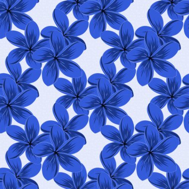 Tespih çiçekleri ve yaprakları mavi renklerde olan kusursuz çiçek deseni..