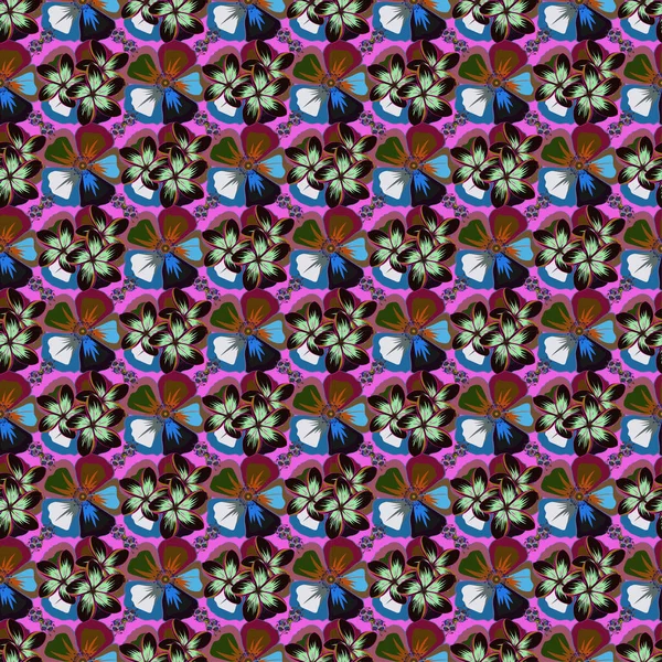 Векторный Милый Цветочный Безморщинистый Узор Маленьком Цветке Абстрактные Стилизованные Синие — стоковый вектор