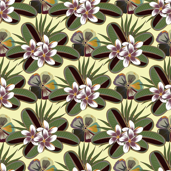 Die Sich Wiederholende Vektor Plumeria Blütenmuster Modernes Florales Nahtloses Muster — Stockvektor