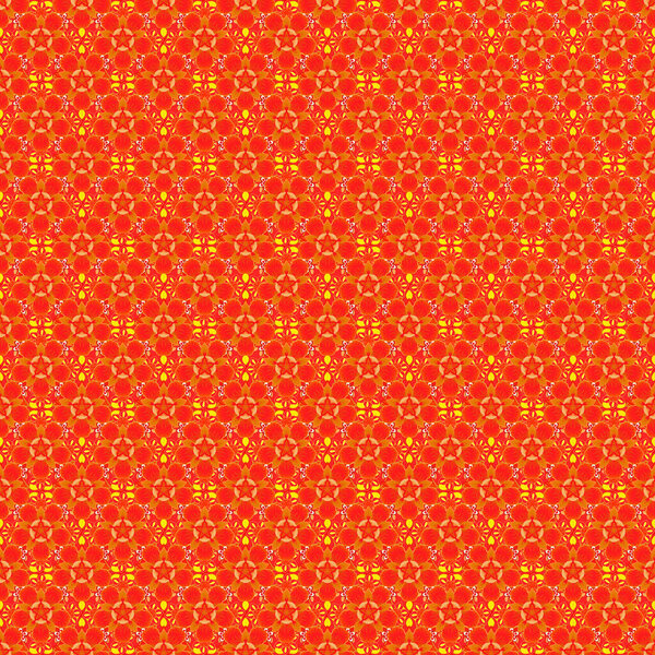 Vector seamless pattern of traditional ornamental background with red, yellow and orange circular mandala, stars and snowflakes elsments.