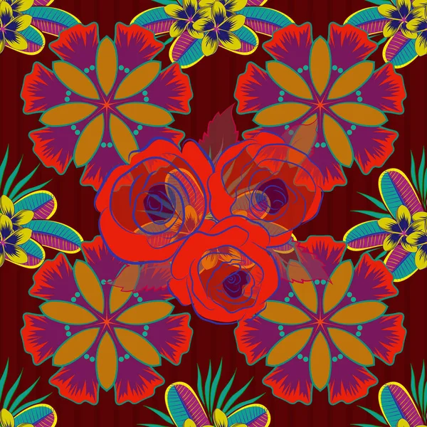 Couleur Motif Vecteur Floral Sans Couture — Image vectorielle