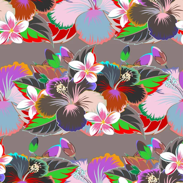 Nahtloses Muster Abstrater Blüten Grauen Und Rosa Farben Vintage Stil — Stockvektor