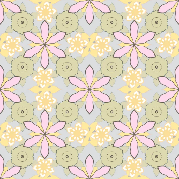 Style Floral Délicat Dans Les Couleurs Gris Jaune Beige Mignon — Image vectorielle