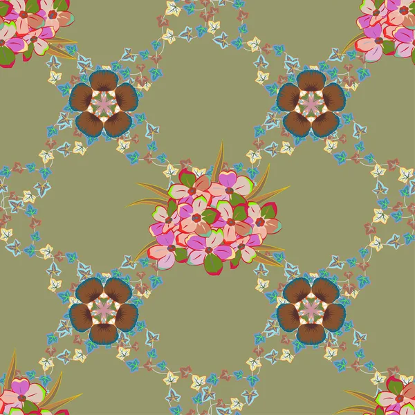 Textura Floral Dibujada Mano Flores Decorativas Variadas Vector Patrón Floral — Archivo Imágenes Vectoriales