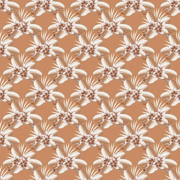 Zachte Romantische Naadloze Naïeve Bloem Beige Bruine Oranje Kleuren Vector — Stockvector