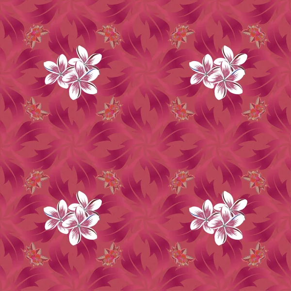 Nahtloses Von Hand Gezeichnetes Vektor Blütenmuster Roten Violetten Und Rosa — Stockvektor