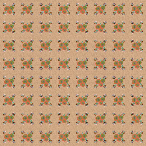 Стокова Ілюстрація Безшовний Візерунок Абстрактних Квітів Зеленому Синьому Рожевому Кольорах — стоковий вектор