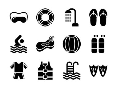 Swim icon set with glyph style. Suitable for any purpose. clipart