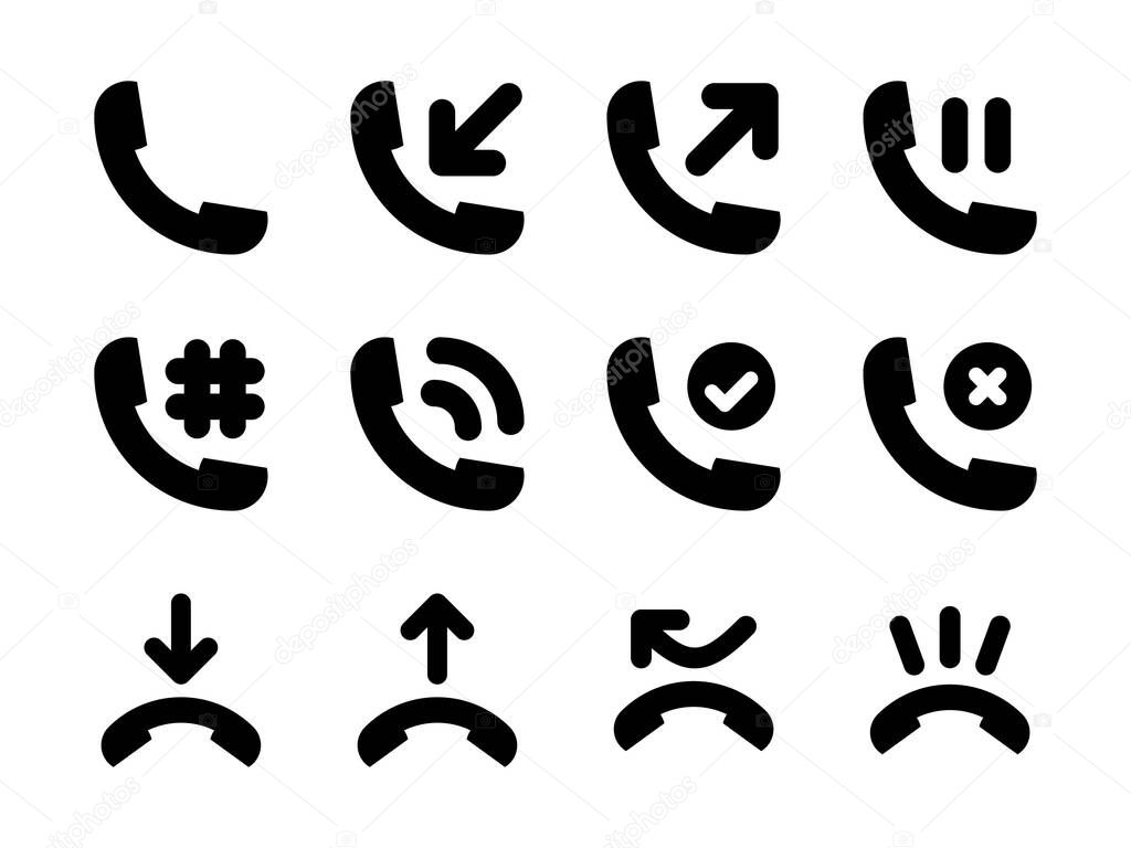 Phone Activity icon set with glyph style. Suitable for any purpose.