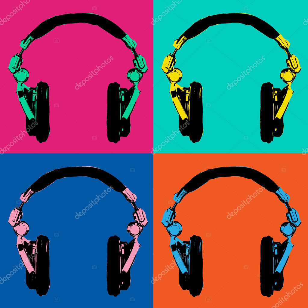 Headphones Pop Art Dj Style 2
