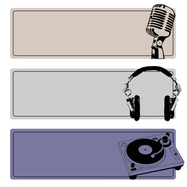 Set vettoriale banner DJ — Vettoriale Stock