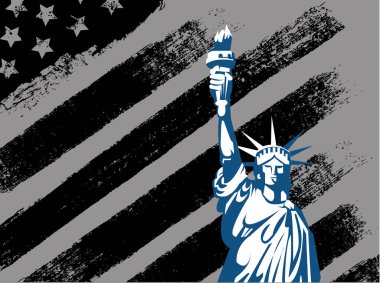 Özgürlük bayrağını heykeli ile siyah Amerikan tasarım