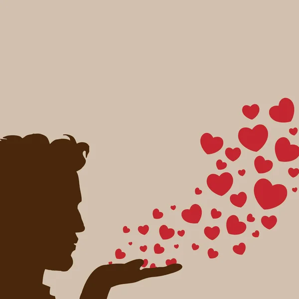 Man blowing heart vector — Stock Vector