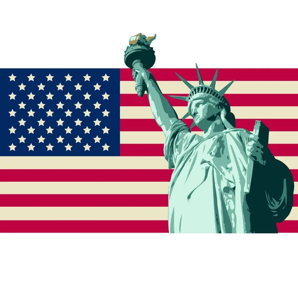 США со статуей флага свободы — стоковый вектор