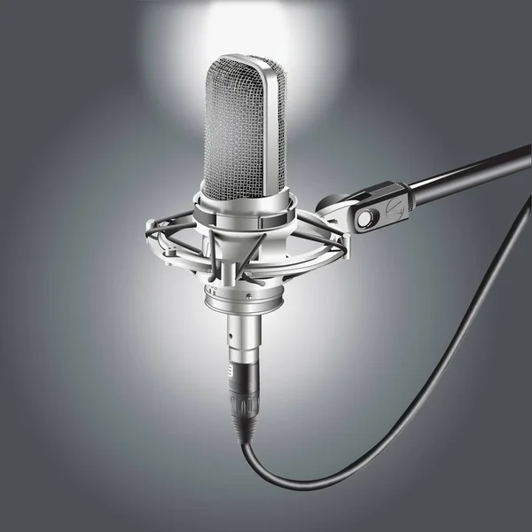 Studiomikrofon isolerad på en grå bakgrund — Stock vektor